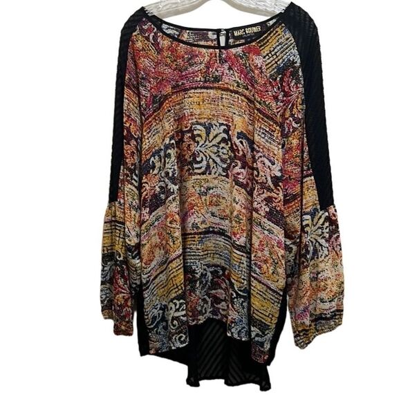 Marc Brouwer unlimited top hi-lo multicolored sheer geometric 2X - Picture 1 of 7